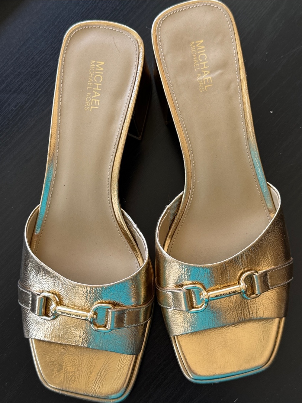 Michael Kors Metallic Gold Slide Mules